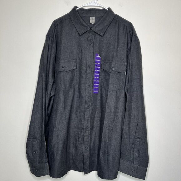 Hurley Ultra Soft Button Down Flannel Shirt Mens 2XL XXL Gray Pockets NWT - Picture 2 of 9